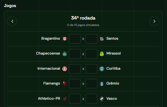 Simulador do Brasileirão: projete resultados e veja o futuro do seu clube na tabela